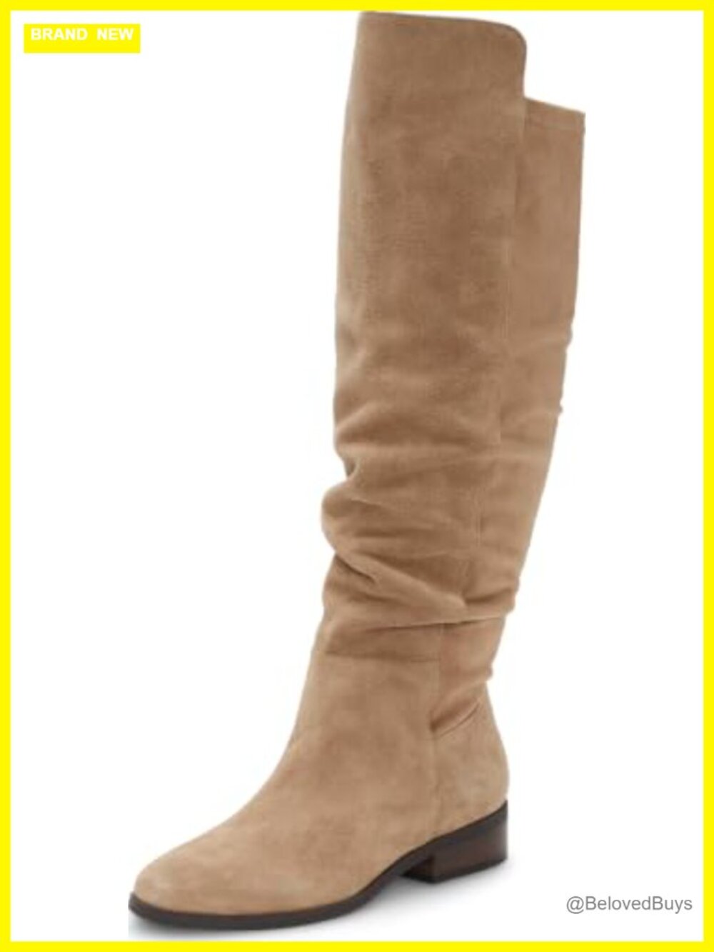 Suede Over the Knee Tall Boot Low Block Heel Pull On
